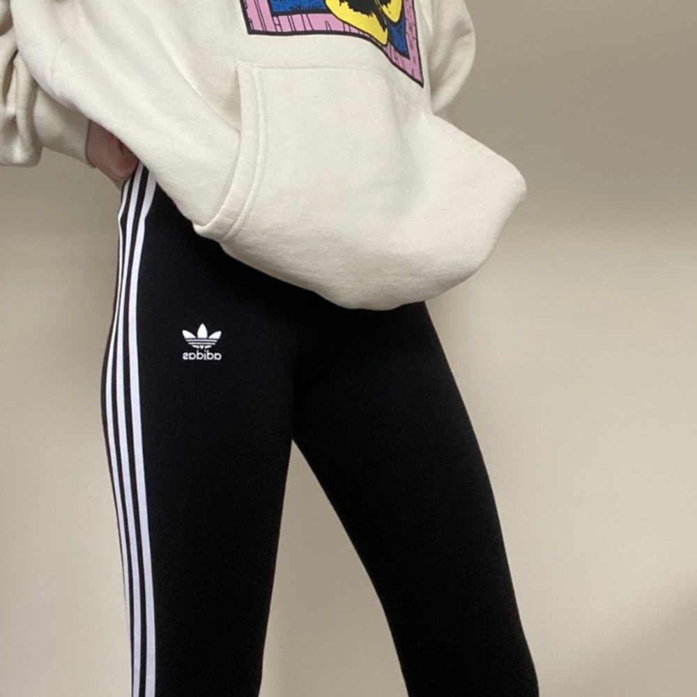 Adidas Three Stripe Black Leggings size xs